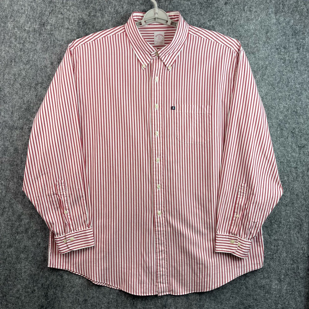Brooks Brothers 346 Mens Dress Shirt Size XXL Stripes Red White